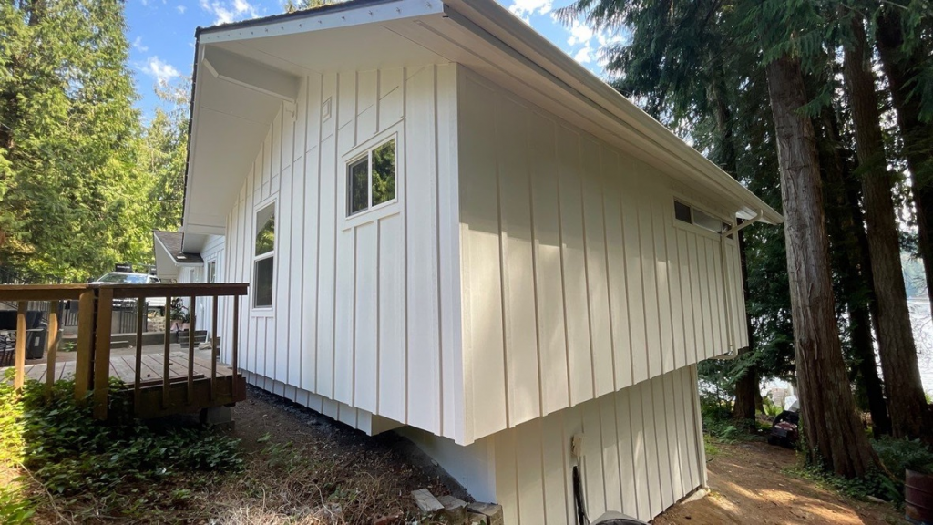 White board and batten siding on a house in Snohomish Washington