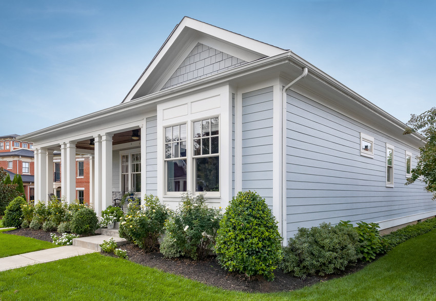 blue exterior siding