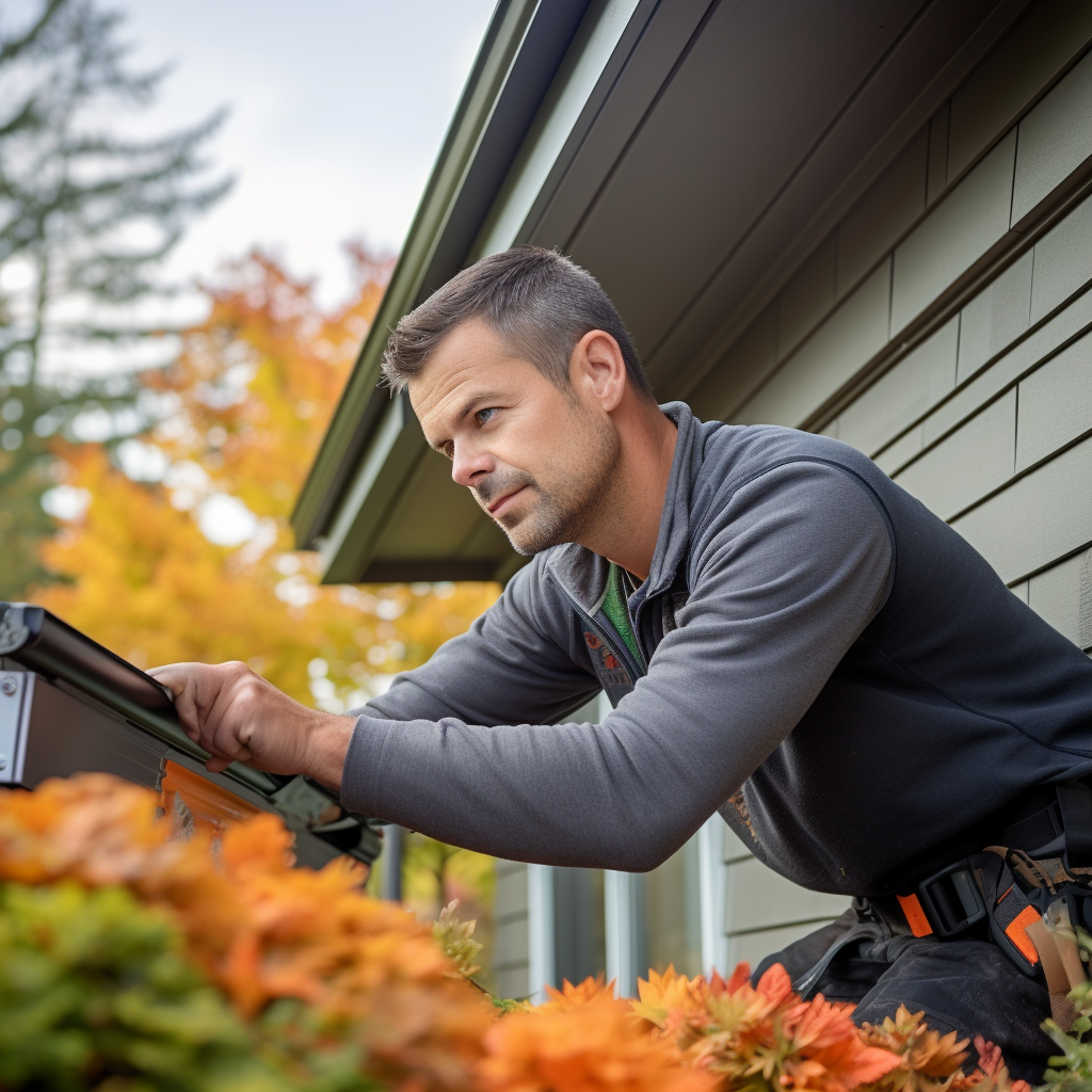 siding installer in autumn