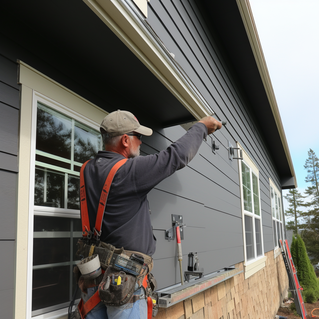 professional siding contractor installing siding